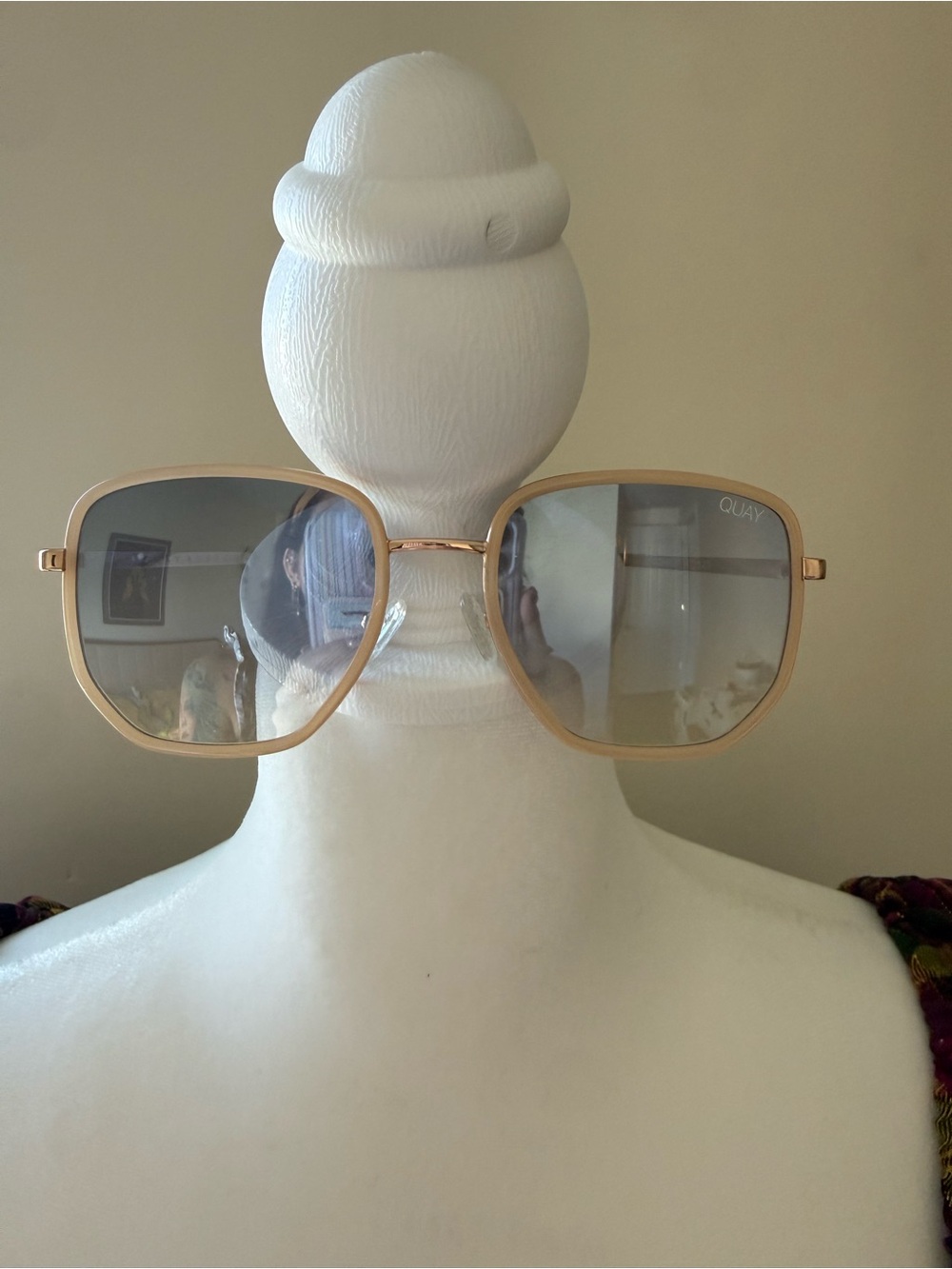 Quay Australia Gold Frame Sunglasses with Gradient Gray Lenses